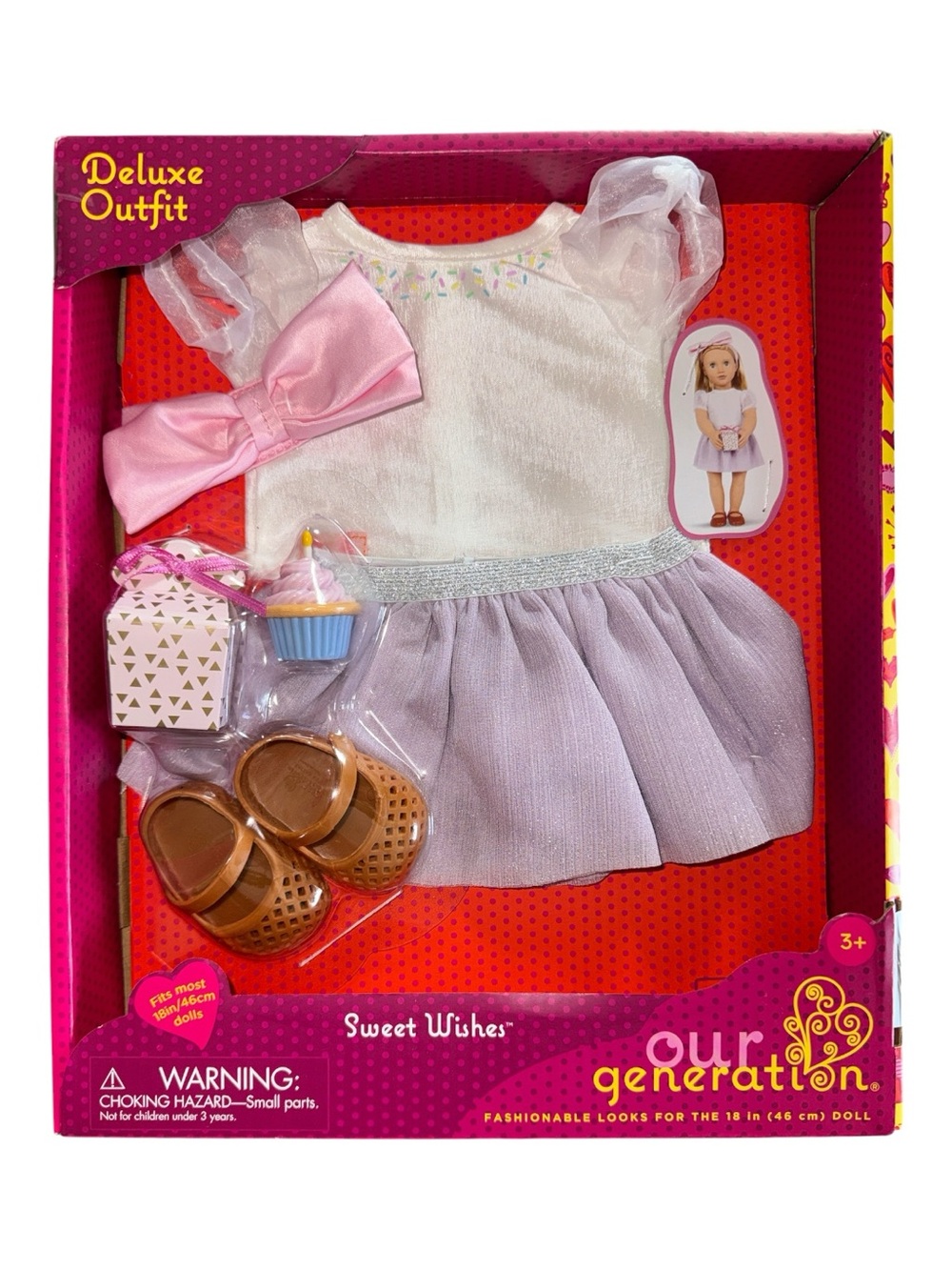 Our Generation Sweet Wishes Birthday Party Deluxe 18-Inch Doll Outfit Set NIB